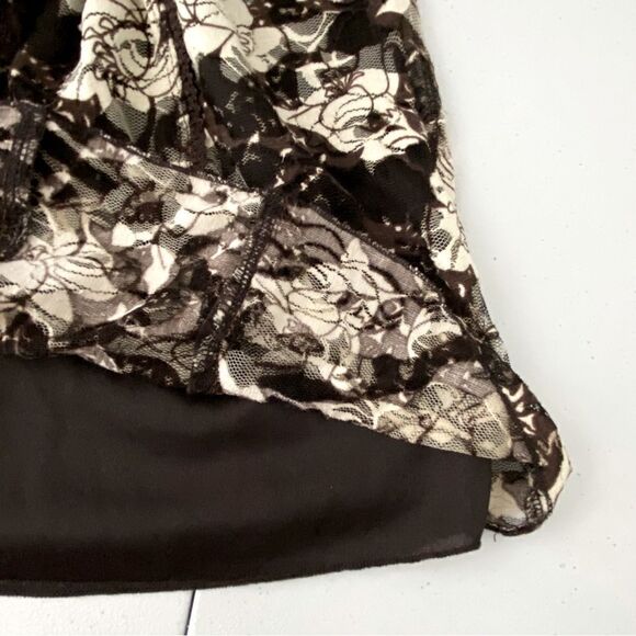 Black & Cream Floral Y2K Babydoll Mesh Top L Fairy Whimsigoth Dark CottageCore - Picture 11 of 13